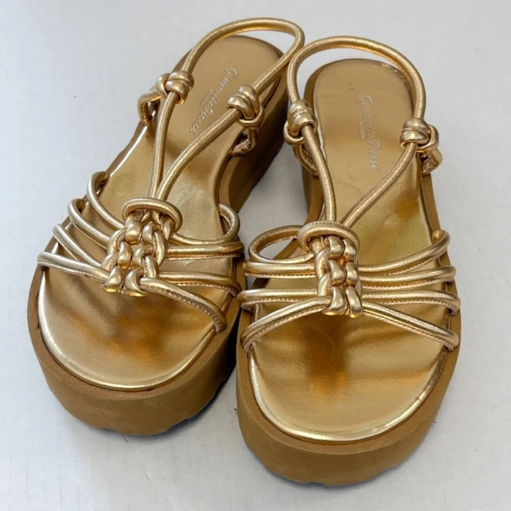 Gianvito Rossi Hebe Metallic Leather Platform Sandals